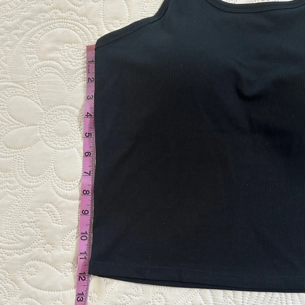 Uniqlo Black Ribbed Open Back Halter Top, Large - Picture 6 of 7